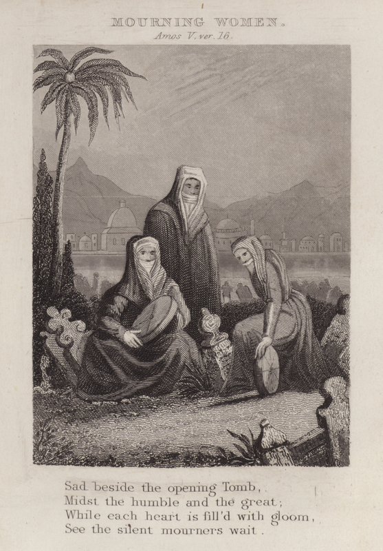 Sørgende kvinner, Amos V, ver 16 (gravering) av English School