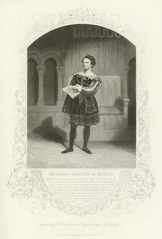 Mr Barry Sullivan som Hamlet, akt II, scene ii av English School