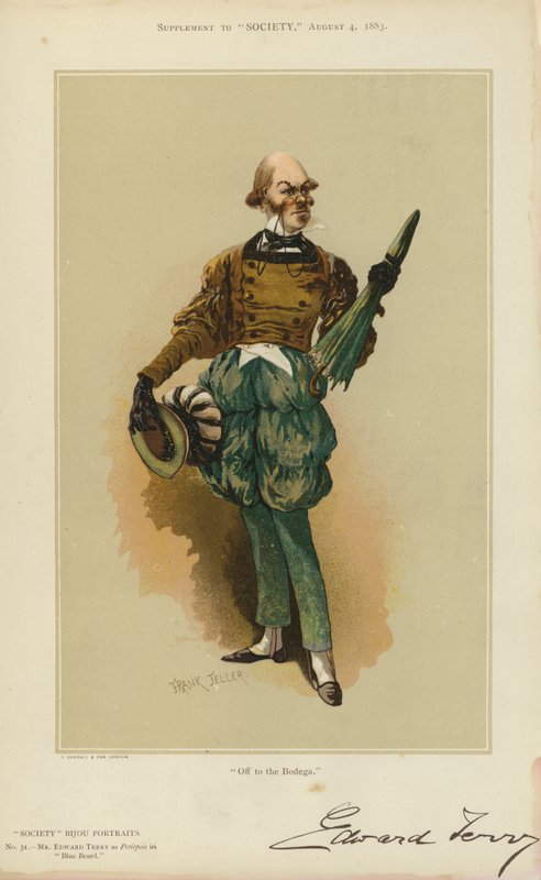 Mr Edward Terry, som Petitpois i Blue Beard (farge litho) av English School