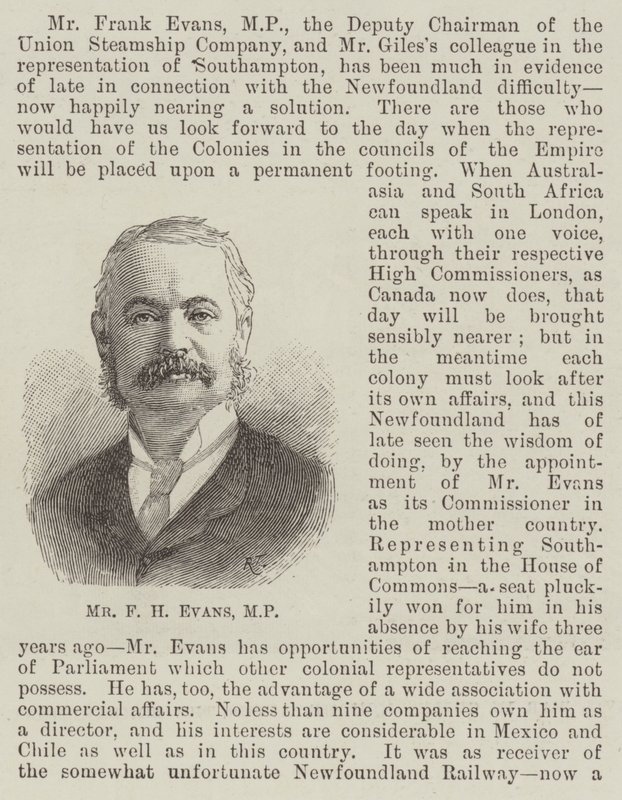 Mr F H Evans, MP (gravering) av English School