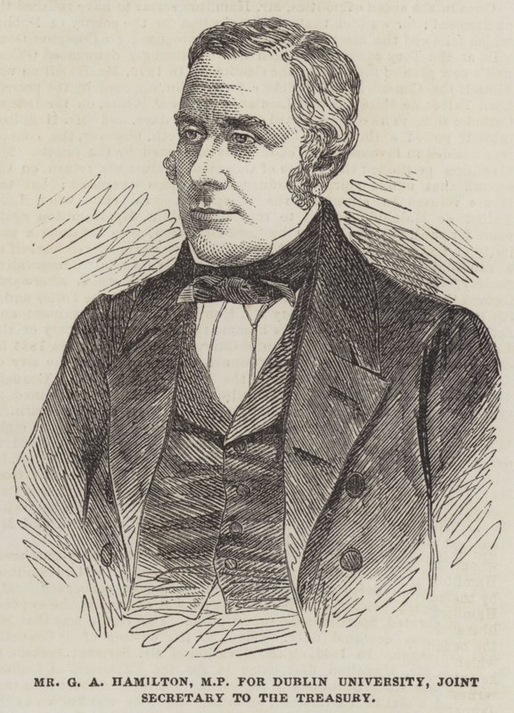 Mr GA Hamilton, MP for Dublin University, fellessekretær for finansdepartementet (gravering) av English School