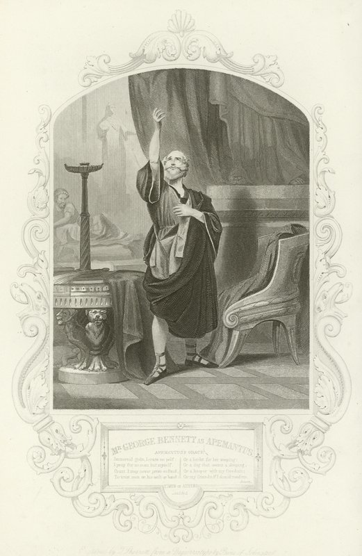 Mr George Bennett som Apemantus, Apemantus grace, Timon of Athens, Act I, scene ii av English School