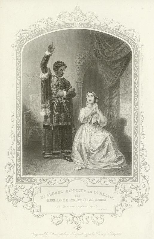 Mr George Bennett som Othello og frøken Jane Bennett som Desdemona, Othello, Act IV, Scene II av English School