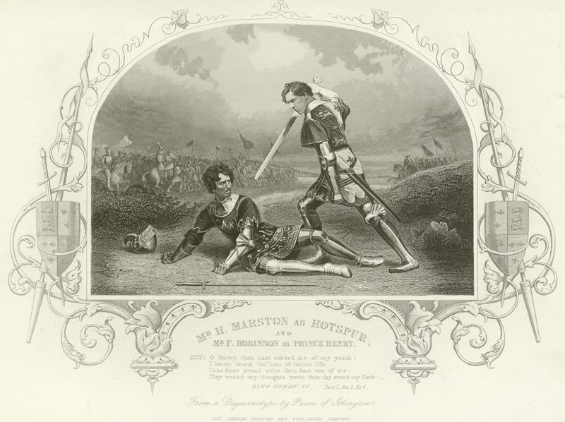 Mr H Marston som Hotspur og Mr F Robinson som Prince Henry, kong Henry IV, del I av English School