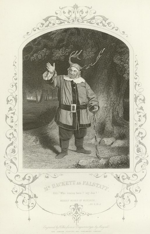 Mr Hackett som Falstaff, The Merry Wives of Windsor, Act V, scene v av English School