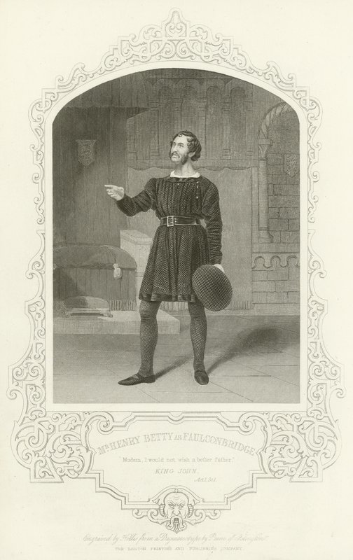 Mr Henry Betty som Faulconbridge, King John, Act I, Scene 1 av English School