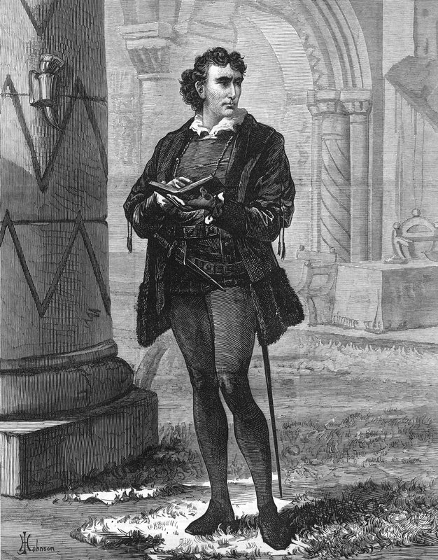 Mr Henry Irving som Hamlet ved Lyceum Theatre av English School