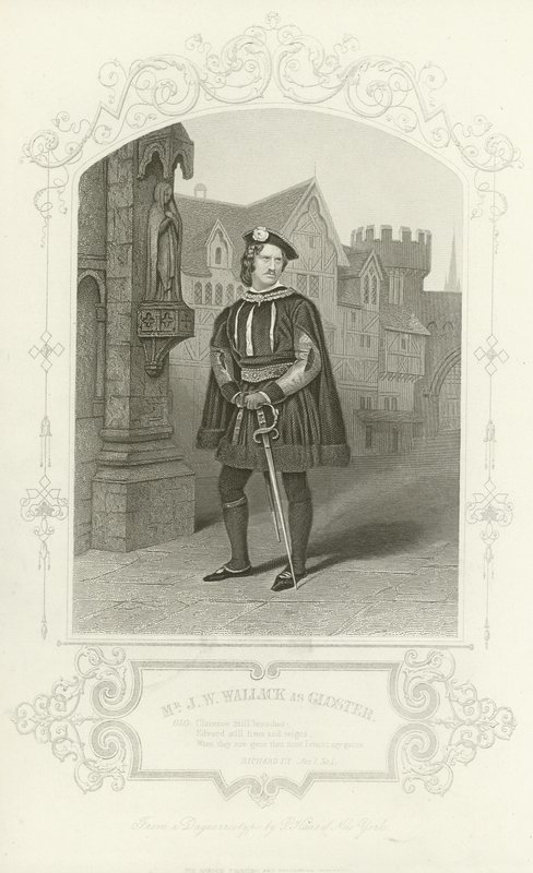 Mr J W Wallack som Gloster, Richard III, Act I, Scene I av English School