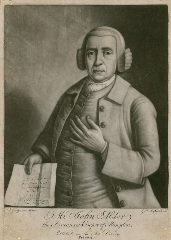 Mr John Alder, den heldige bødkeren til Abingdon, lotterivinner av English School