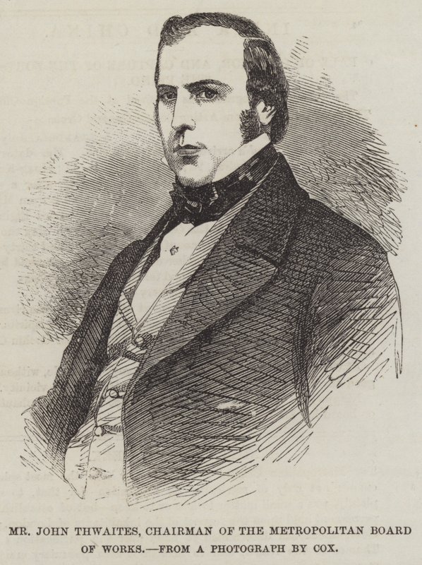 Mr John Thwaites, styreleder for Metropolitan Board of Works (gravering) av English School