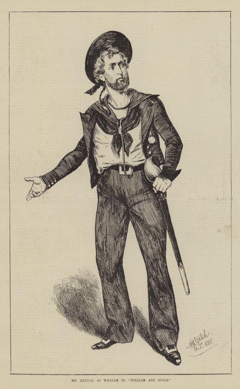 Mr Kendal som William i "William and Susan" (gravering) av English School
