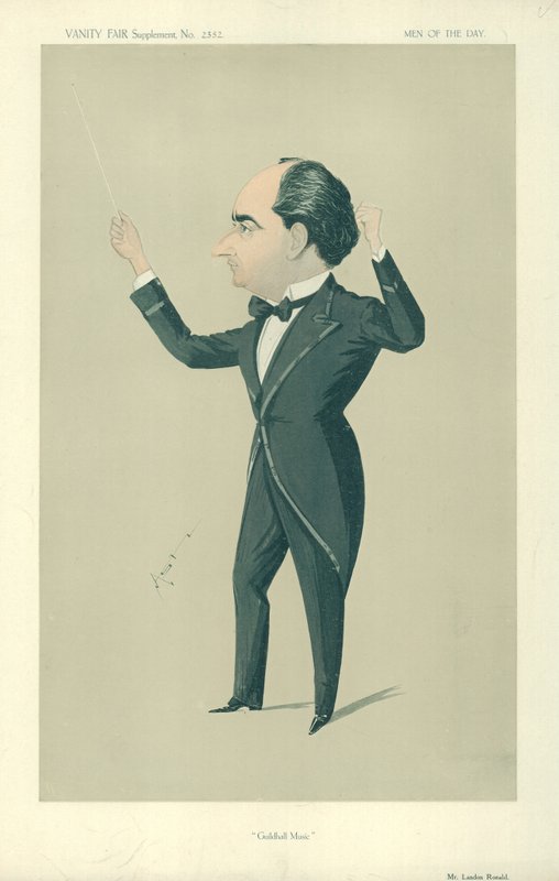 Mr Landon Ronald, Guildhall Music, 13. desember 1913, tegneserie Vanity Fair av English School