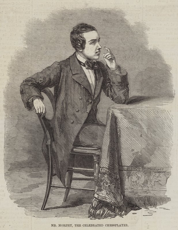 Mr Morphy, den berømte sjakkspilleren (gravering) av English School