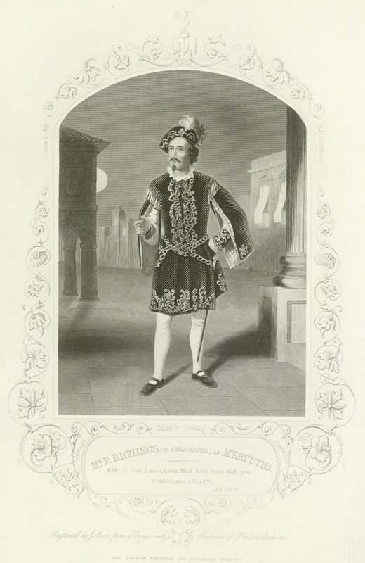 Mr P Richings (fra Philadelphia) som Mercutio, Romeo og Julie, akt I, scene IV av English School