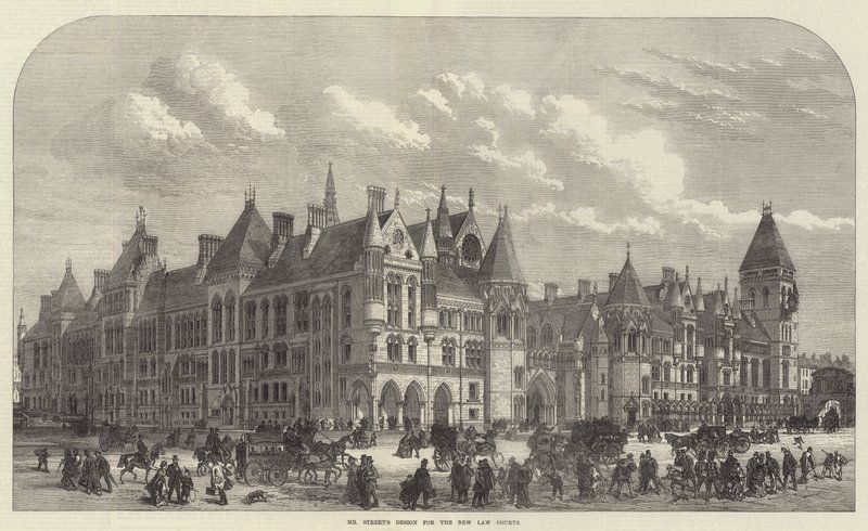 Mr Street's Design for New Law Courts (gravering) av English School