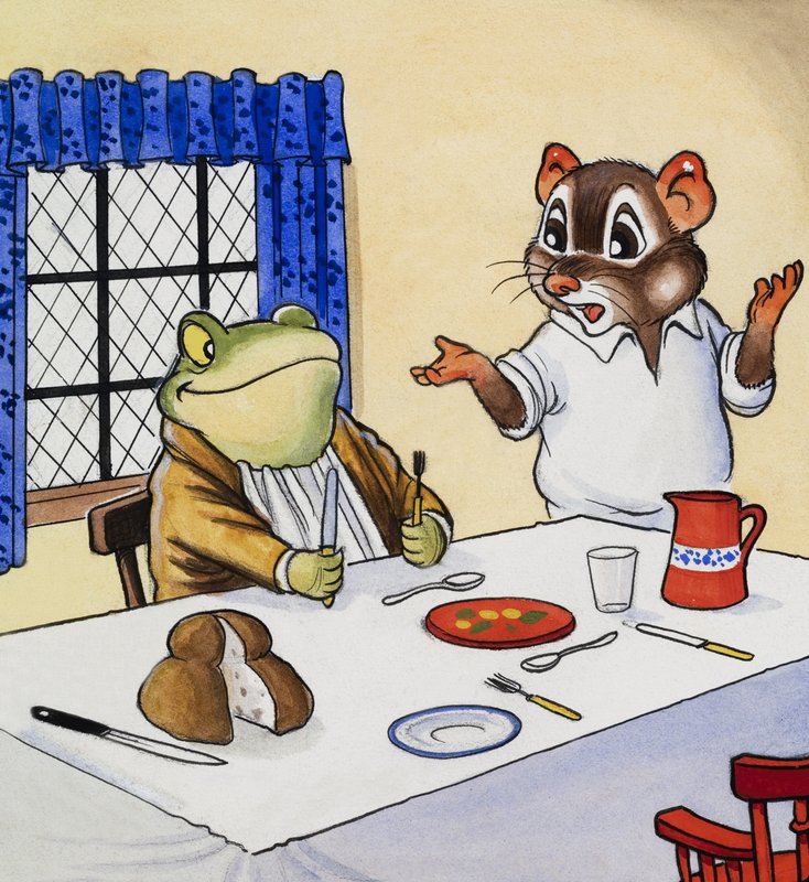Mr Toad venter på maten sin av English School