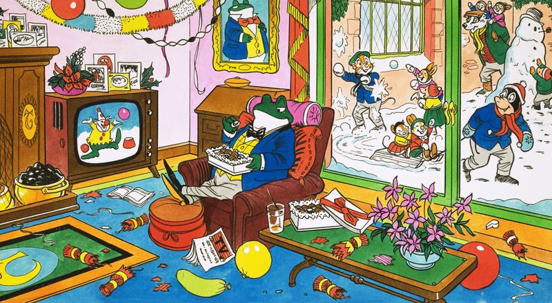 Mr Toad ser på farge-TV av English School
