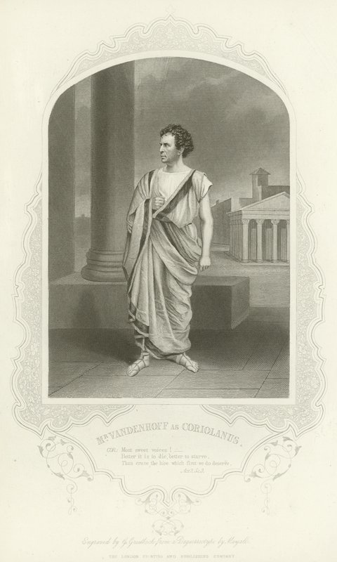 Herr Vandenhoff som Coriolanus, Coriolanus, Act II, Scene III av English School