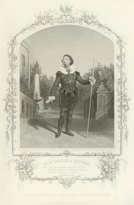 Mr W Davidge som Malvolio, Twelfth Night, Act III, scene iv av English School