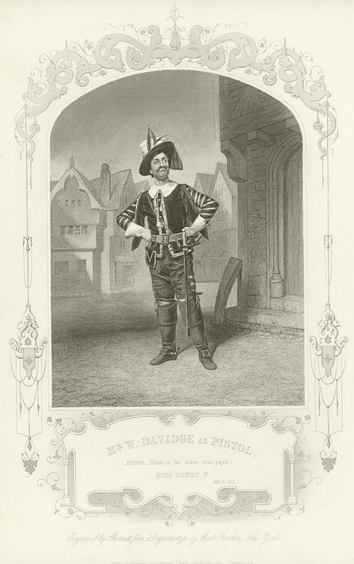 Mr W Davidge som pistol, kong Henry V, akt II, scene I av English School