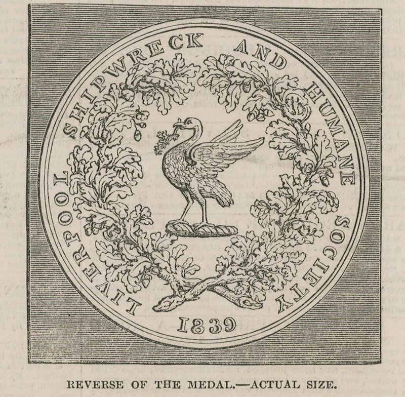 Mr Lyons design for Liverpool Shipwreck and Humane Societies Medal av English School