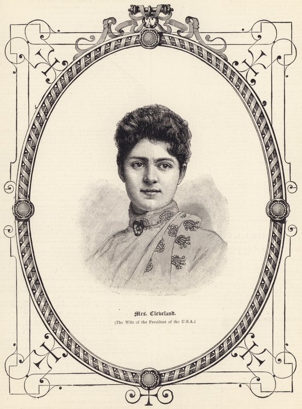 Mrs Cleveland (kona til presidenten i USA) (gravering) av English School