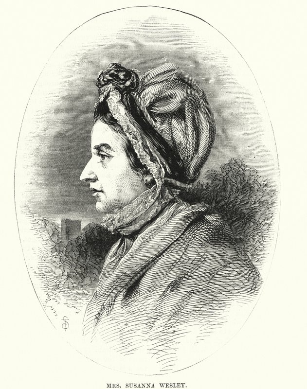 Fru Susanna Wesley (gravering) av English School