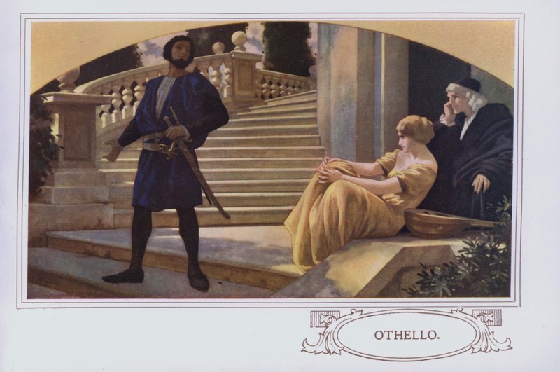 Veggmalerier i Peter Robinson restaurant: Othello (farge litho) av English School