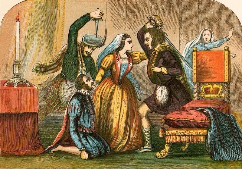 Drapet på David Rizzio i nærvær av Mary Stuart av English School