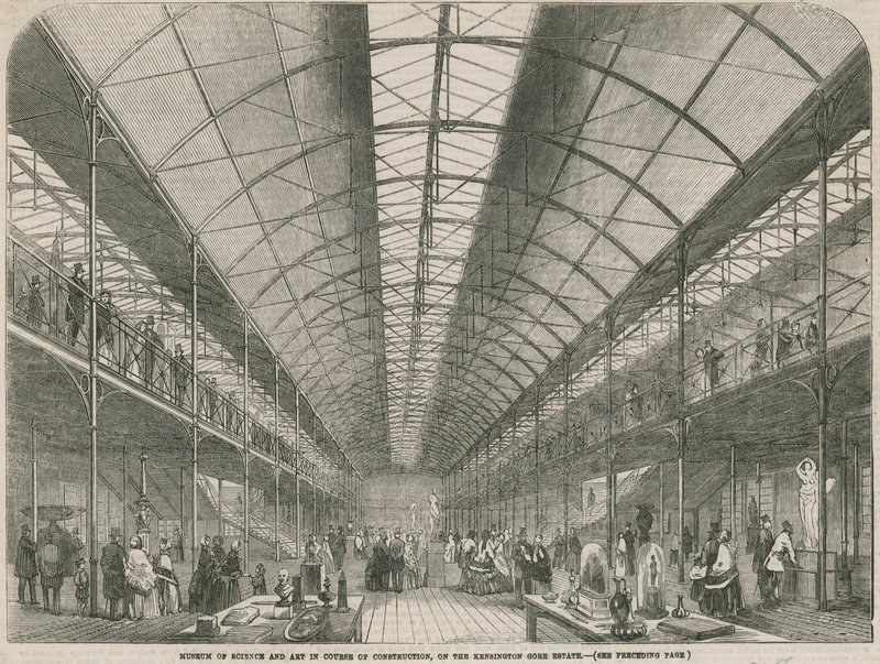 Museum of Science and Art under bygging, på Kensington Gore Estate av English School