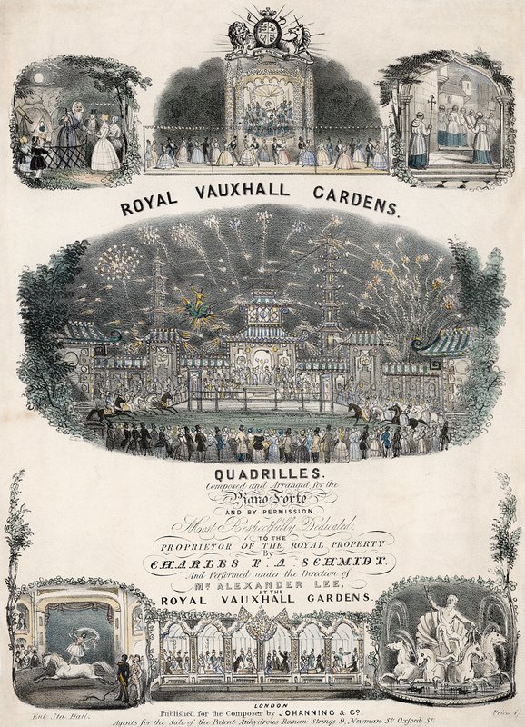 Musikalsk partitur for Royal Vauxhall Gardens Quadrilles av Charles F A Schmidt av English School