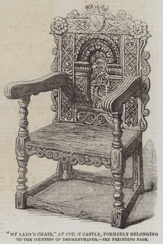 "My Lady's Chair," på Corby Castle, som tidligere tilhørte grevinnen av Derwestwater (gravering) av English School