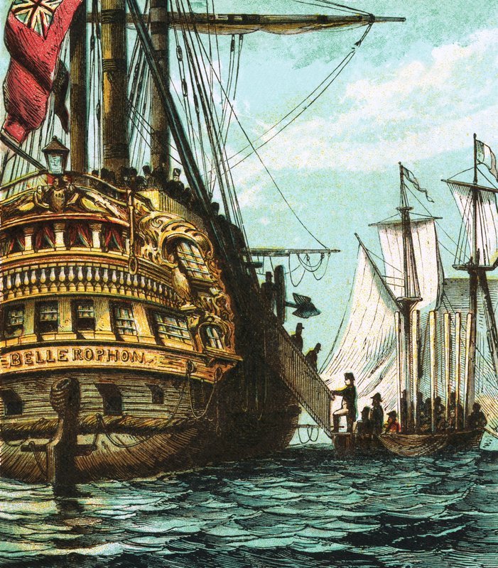 Napoleon i Bellerophon av English School
