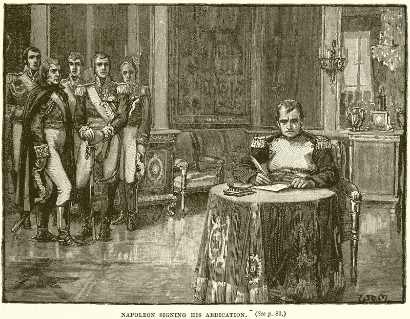 Napoleon signerer sin abdikasjon av English School