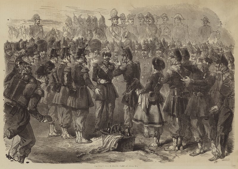 Napoleon den tredje i leiren ved Chalons (gravering) av English School