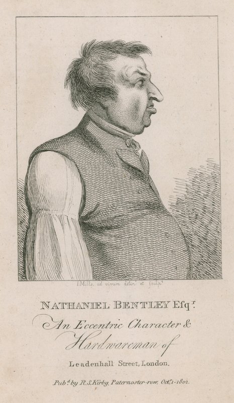 Nathaniel Bentley Esq, en eksentrisk karakter og maskinvaremann fra Leadenhall Street, London av English School