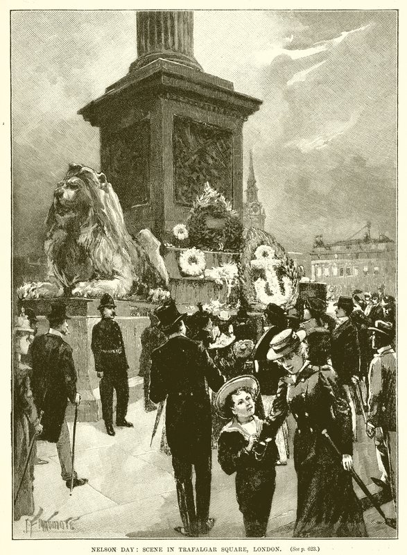 Nelson Day: Scene på Trafalgar Square, London av English School