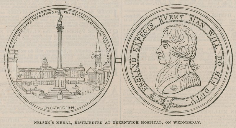 Nelsons Medal, distribuert ved Greenwich Hospital av English School