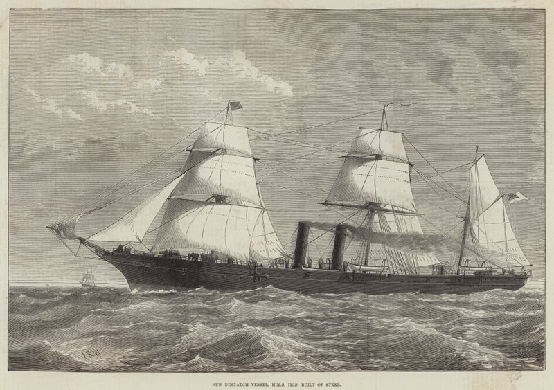 Nytt forsendelsesfartøy, HMS Iris, bygget av stål av English School
