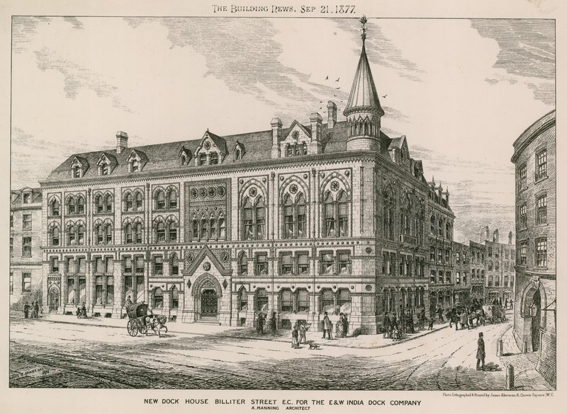 New Dock House Billiter Street, London EC, for East and West India Dock Company av English School