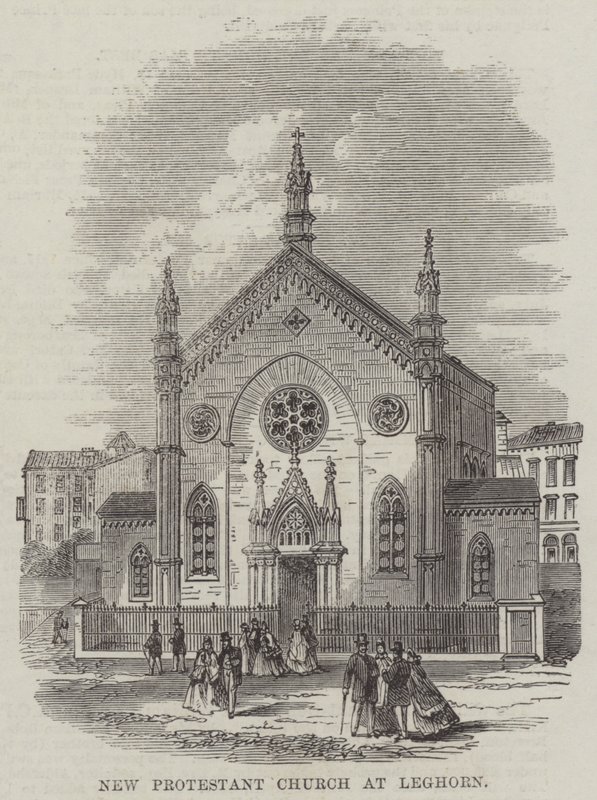 Ny protestantisk kirke ved Leghorn (gravering) av English School