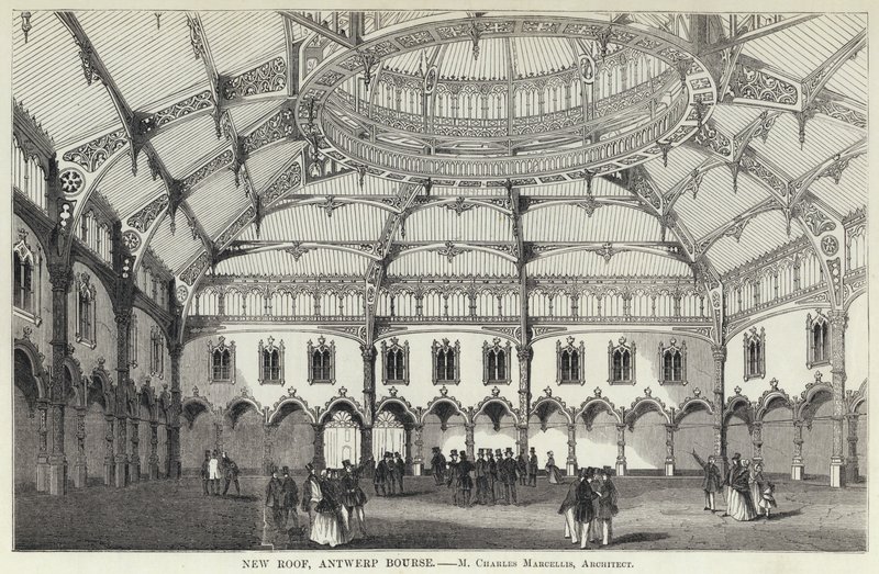 Nytt tak, Antwerpen Bourse (gravering) av English School