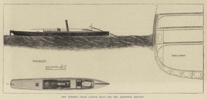 Ny Torpedo Steam Launch bygget for den argentinske republikken (gravering) av English School