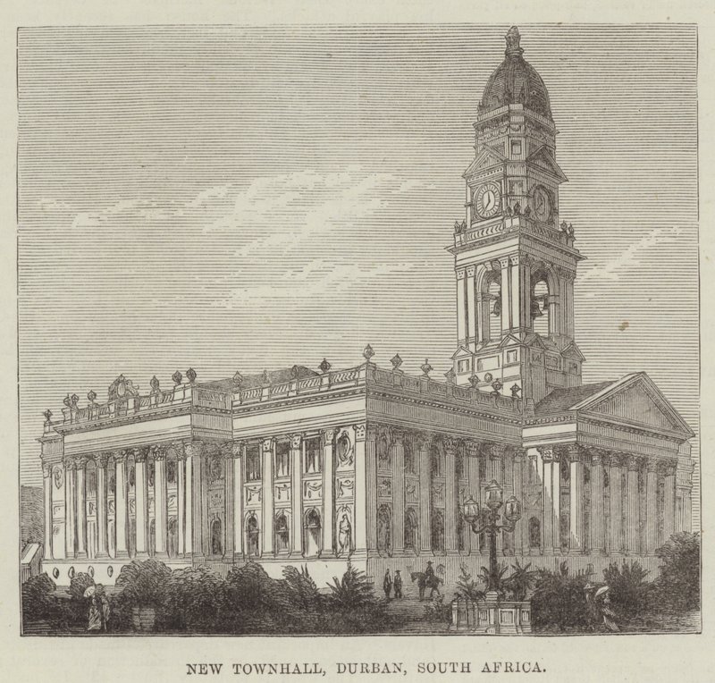 New Townhall, Durban, Sør-Afrika (gravering) av English School