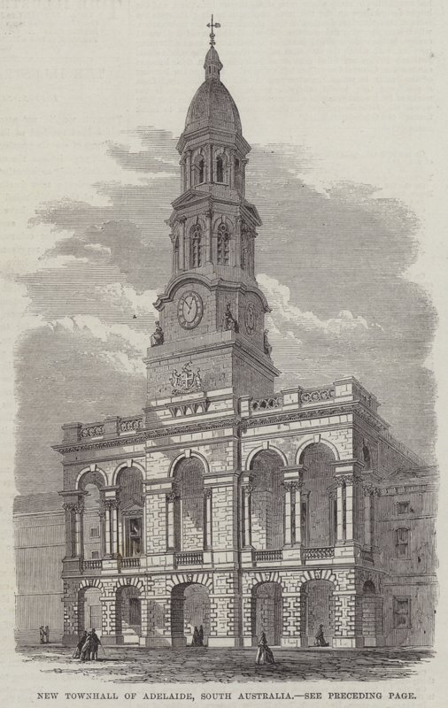 New Townhall of Adelaide, South Australia (gravering) av English School