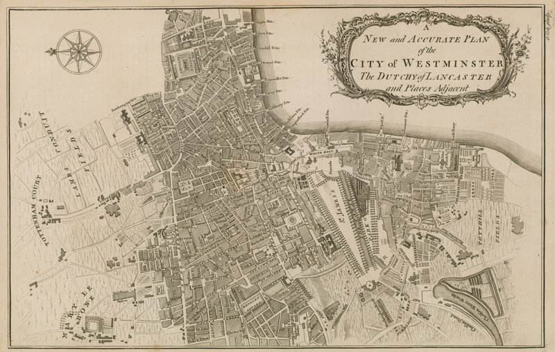 Ny og nøyaktig plan for City of Westminster, hertugdømmet Lancaster og tilstøtende steder av English School