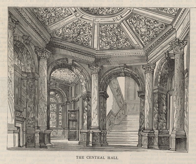 Ny bygning av Constitutional Club i Northumberland Avenue: The Central Hall av English School