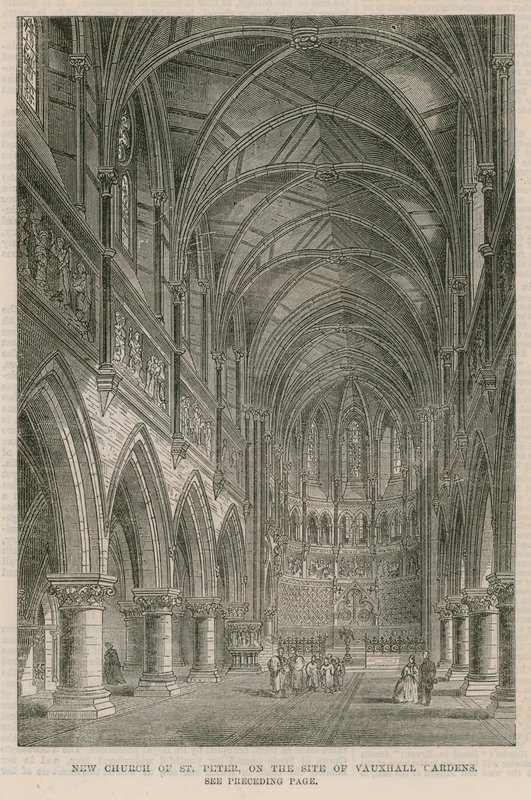 Ny kirke St Peter på stedet for Vauxhall Gardens av English School