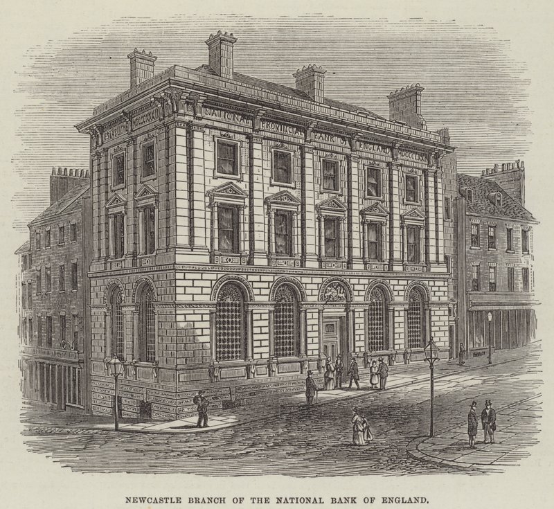 Newcastle Branch of National Bank of England (gravering) av English School