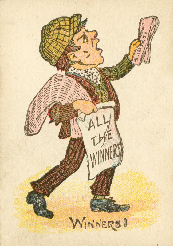 Avisselger roper kveldsutgavene (farge litho) av English School